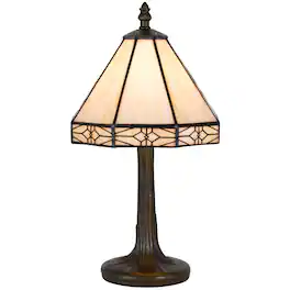 Manhattan Lane - Tree Like Metal Body Tiffany Table lamp with Conical Shade - Beige and Bronze