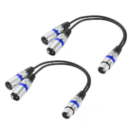 Unique Bargains - 2pcs 3-Pin XLR Splitter Cable, 1 Female to 2 Male Y Cable for Balanced Audio, Mixers, Microphones - Blue Circle