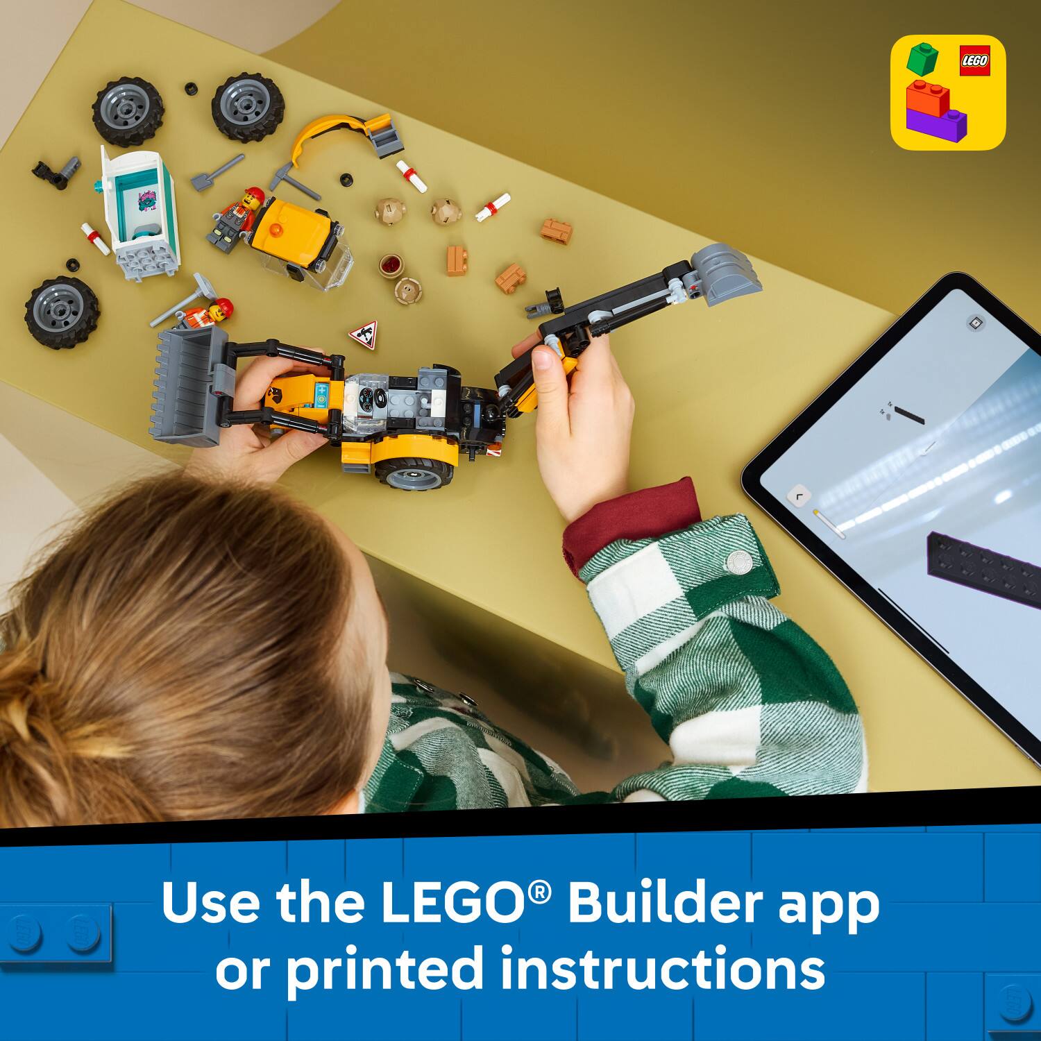 Use the LEGO® Builder app or printed instructions