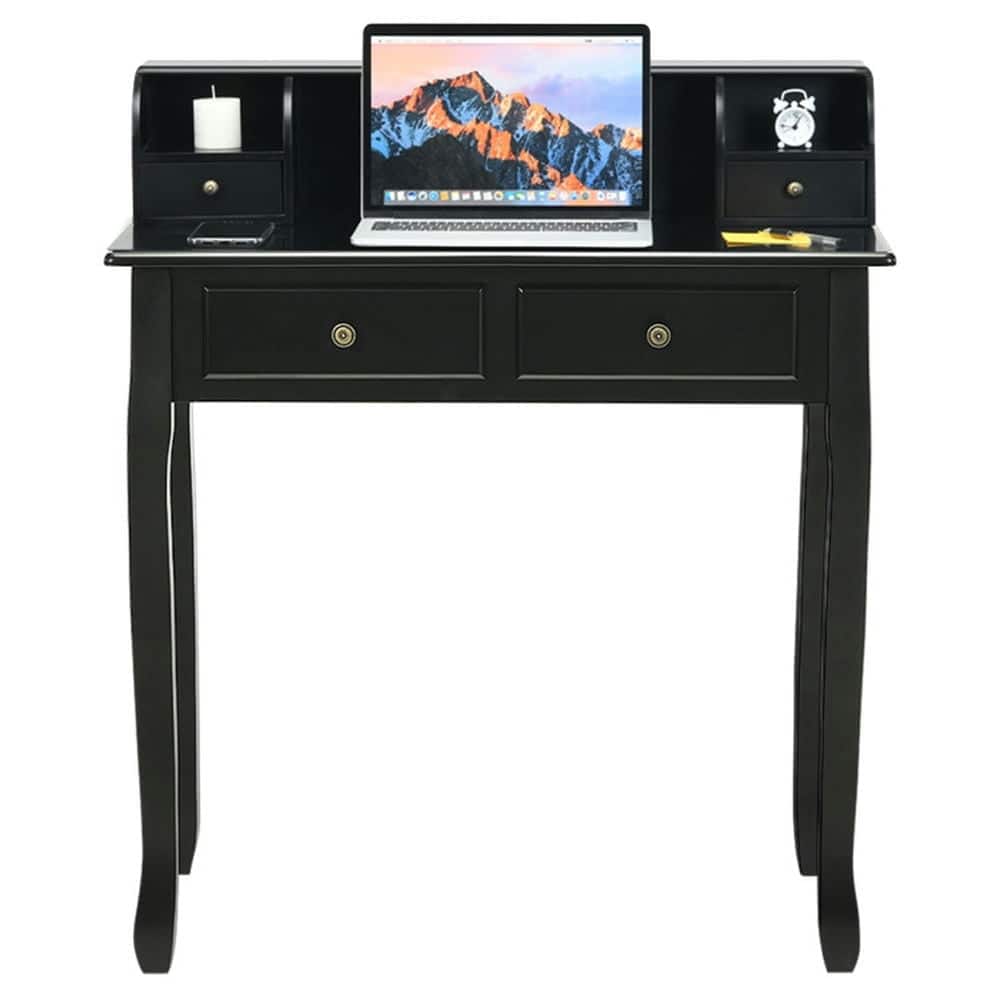 Resenkos - Removable Floating Organizer 2-Tier Mission Home Computer Vanity Desk- Home Office Desks, Gaming Computer Desks - Black