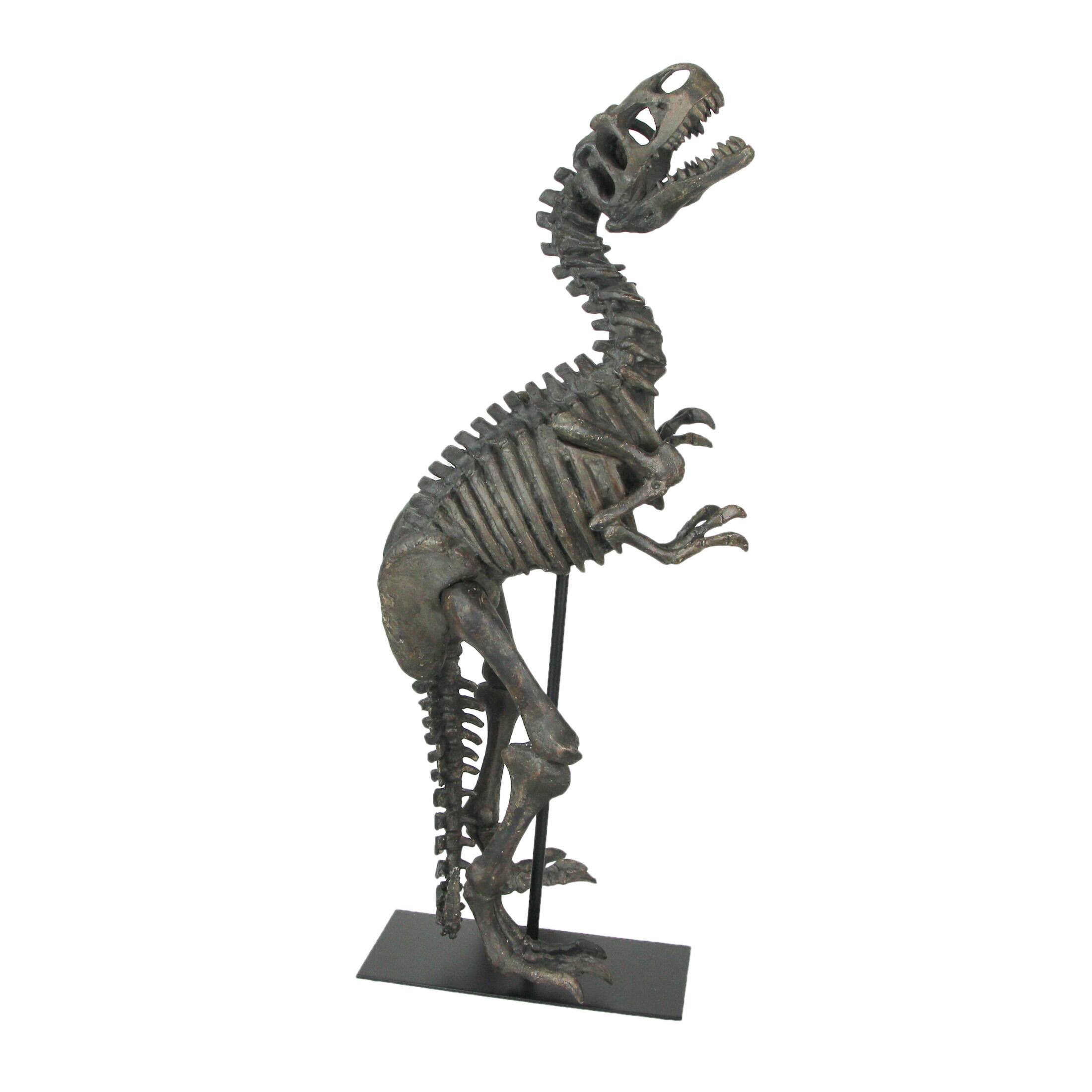Front. Contrast Inc. - Resin Tyrannosaurus Rex Fossil Bones Home Decor Dinosaur Skeleton Sculpture Art 21.75 Inches High - Brown.