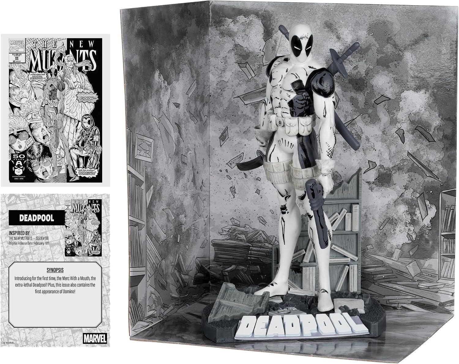 MERT TIE NEW COM M P D MUK UTS CAOEOr 50 A 1043100 DEADPOOL LW MUANTS TS INSPIRED BY THE ANIS ISSUE# 98 Original seabi Dee Fi_rarcye ( SYNOPSIS Introducing for the first time, the Merc With A Mouth, the extra lethal Deadpool Plus, this issue also contains the first appearance of Domino! MARVEL MARVEL DEADPOOL