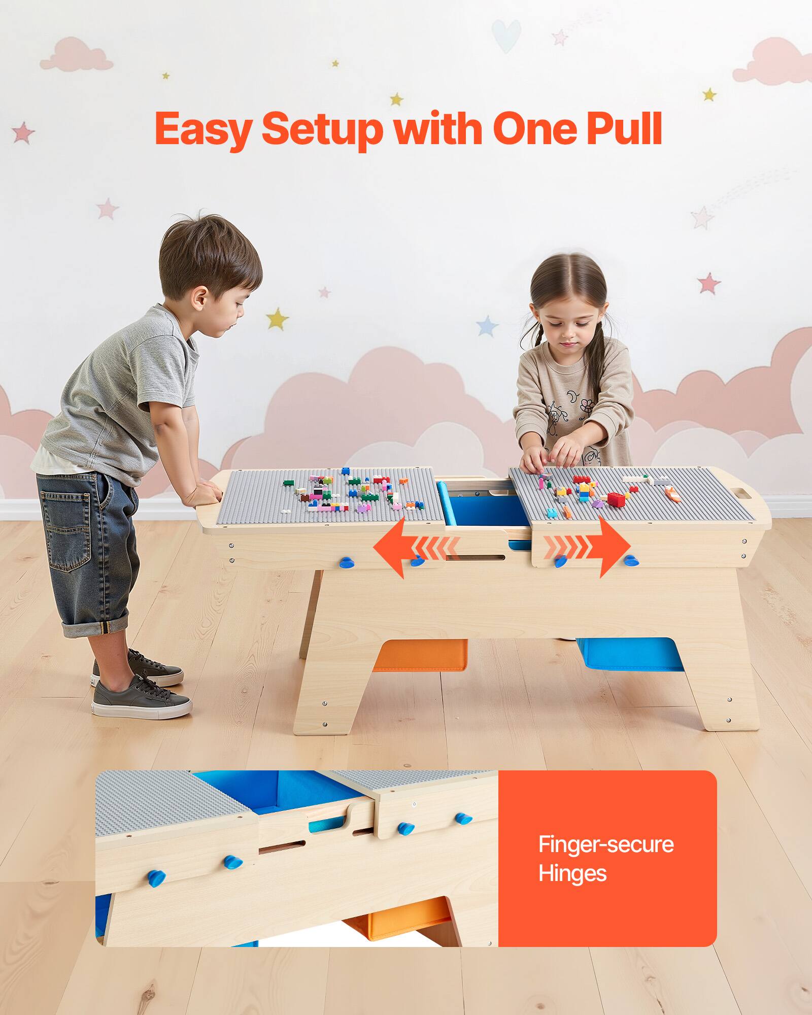 Easy Setup with One Pull

Finger-secure Hinges