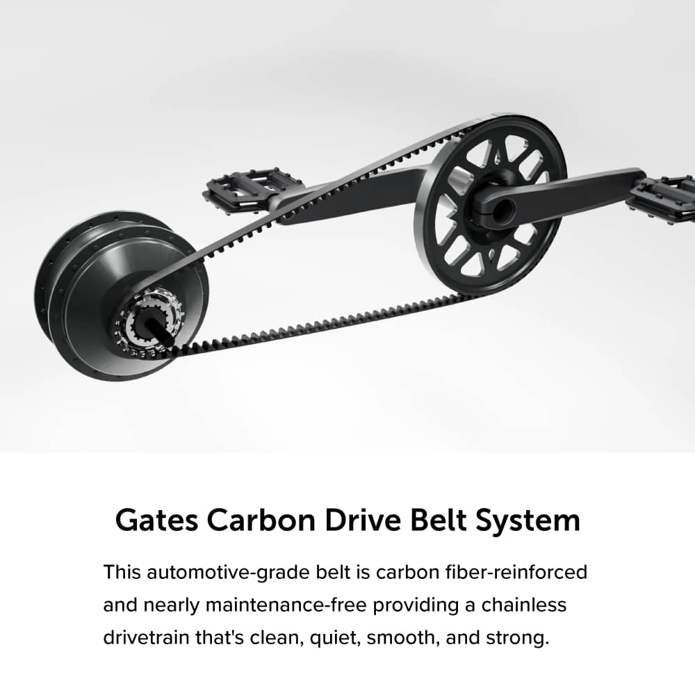 Gates Carbon Drive Belt System: This automotive-grade belt is carbon fiber-reinforced and nearly maintenance-free, providing a chainless drivetrain that's clean, quiet, smooth, and strong.