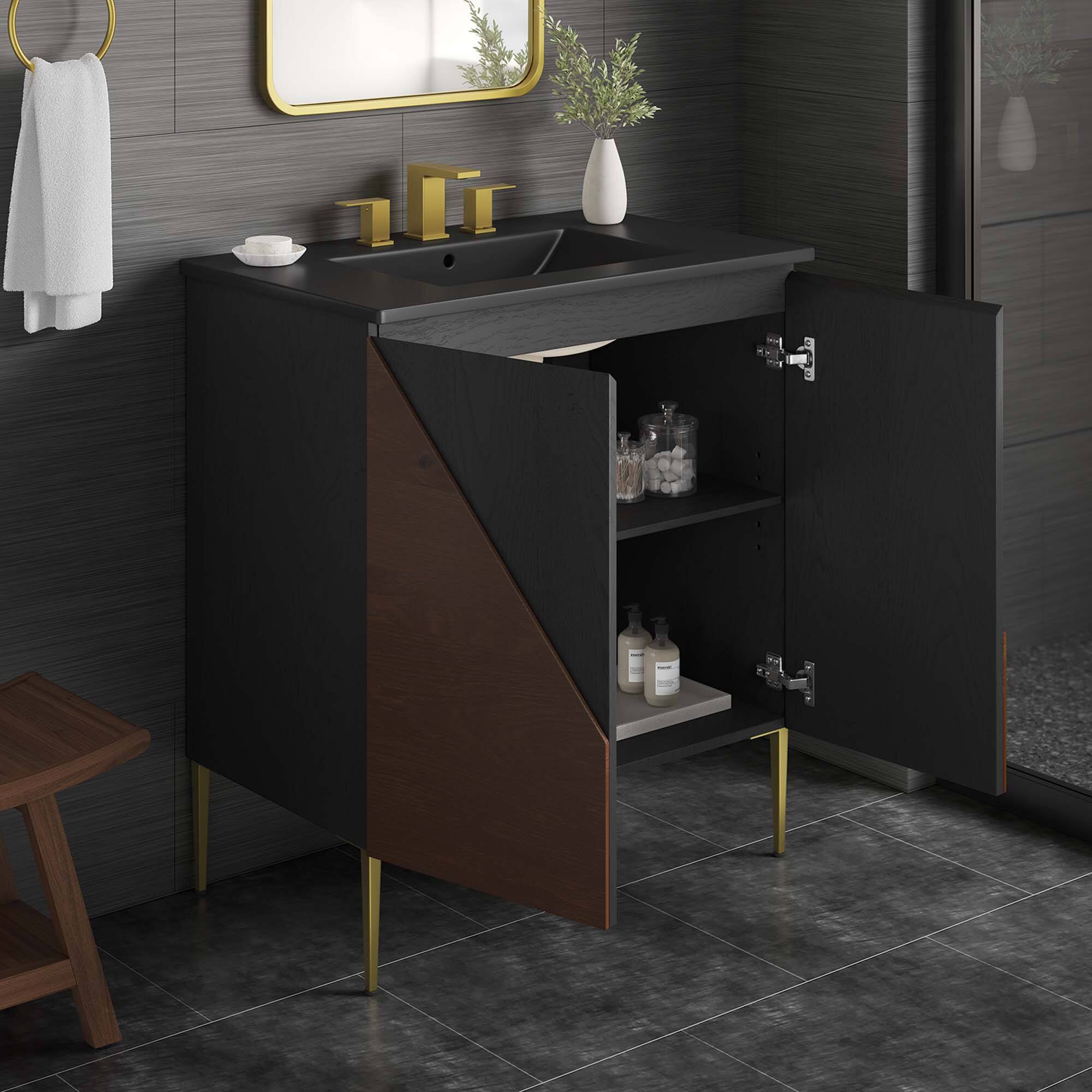 Alt View 1. Modway - Alchemist Bathroom Vanity Basin Included by Modway - Black Black.