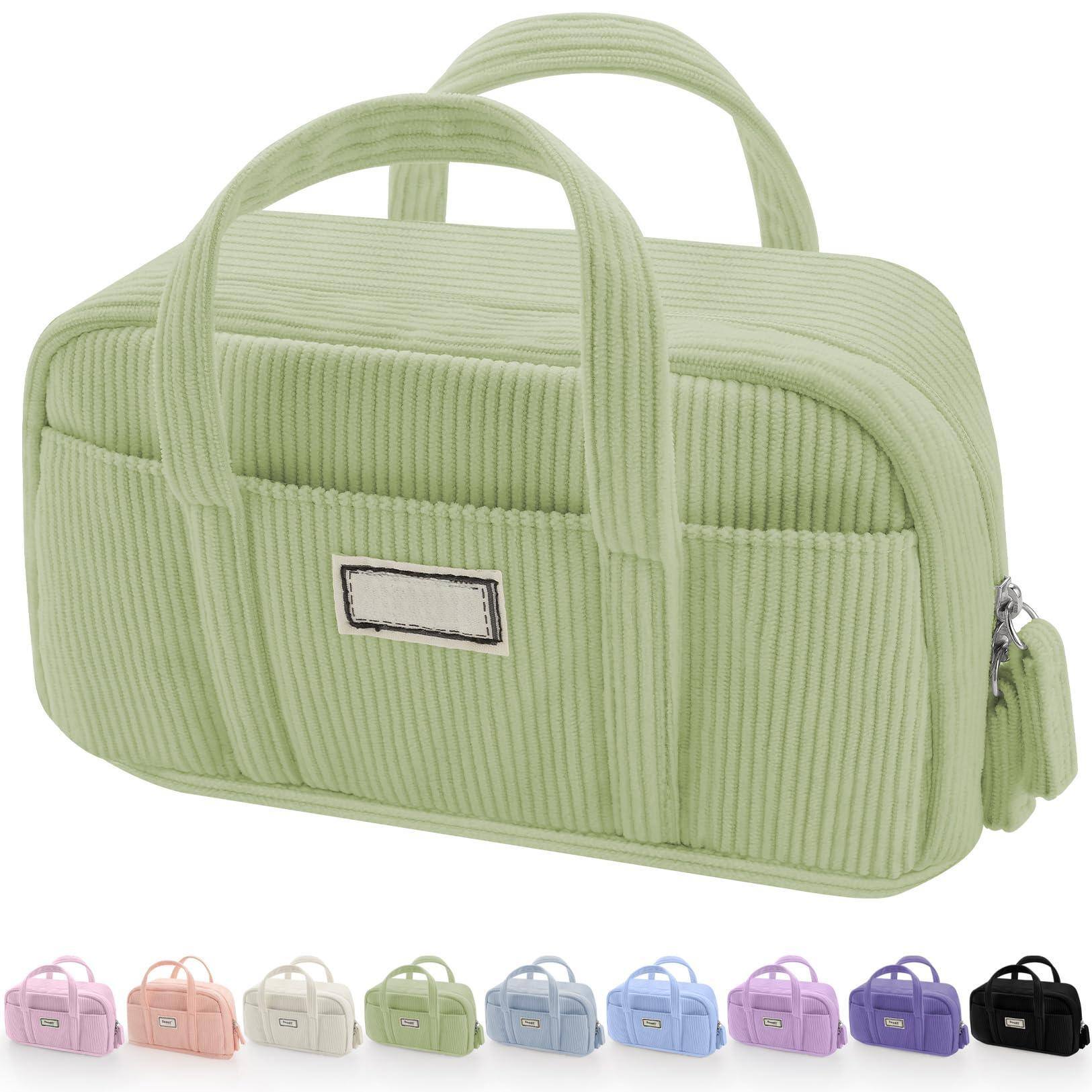 Paradigms Interiors - Large Pencil Case Pouch Extra Big Bag With s Pen Wide Opening Soft Corduroy Organizer Zipper Cute Aesthetic School Su - Green