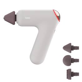 BREO - Massage Gun - 3 Speeds Portable Percussion Muscle Therapy with 3 Silicone Heads for Recovery & Pain Relief - White