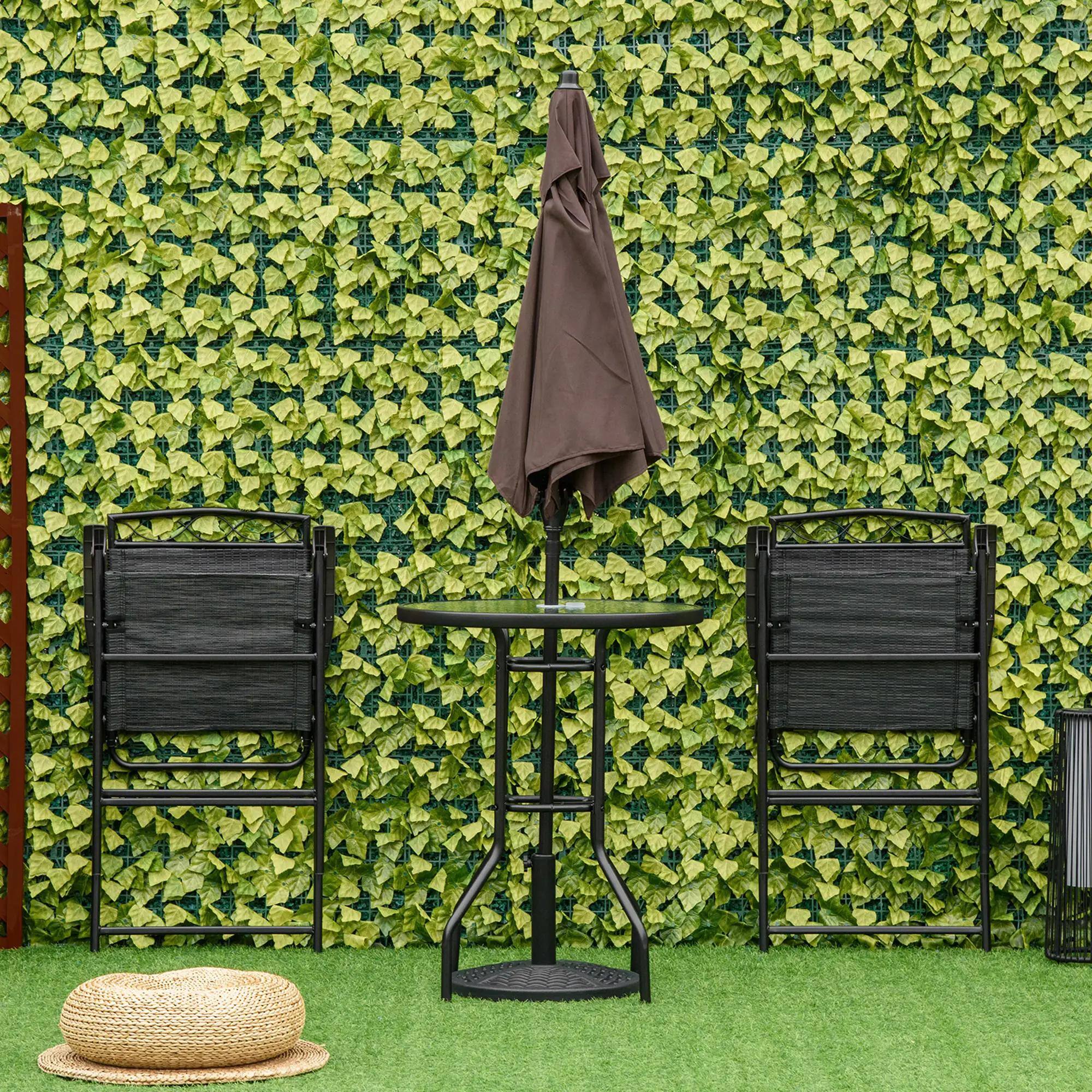 Alt View 2. Resenkos - Resenkos 4 Pieces Outdoor Patio Dining Furniture Set, Two Folding Chairs, A Dining Table, Glass , Black - Black.