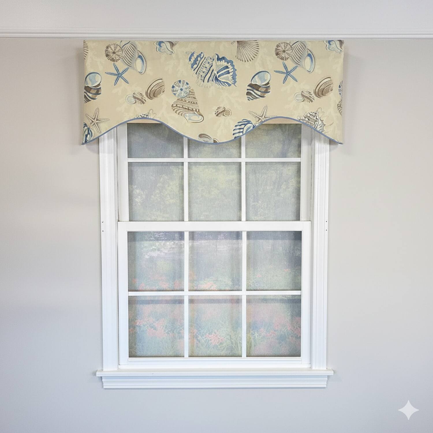 Angle. RLF Home - RLF Home Beachbound Cornice 100% Cotton Rod Pocket Lined  Window Valance 50" x 17" Blue - Blue.