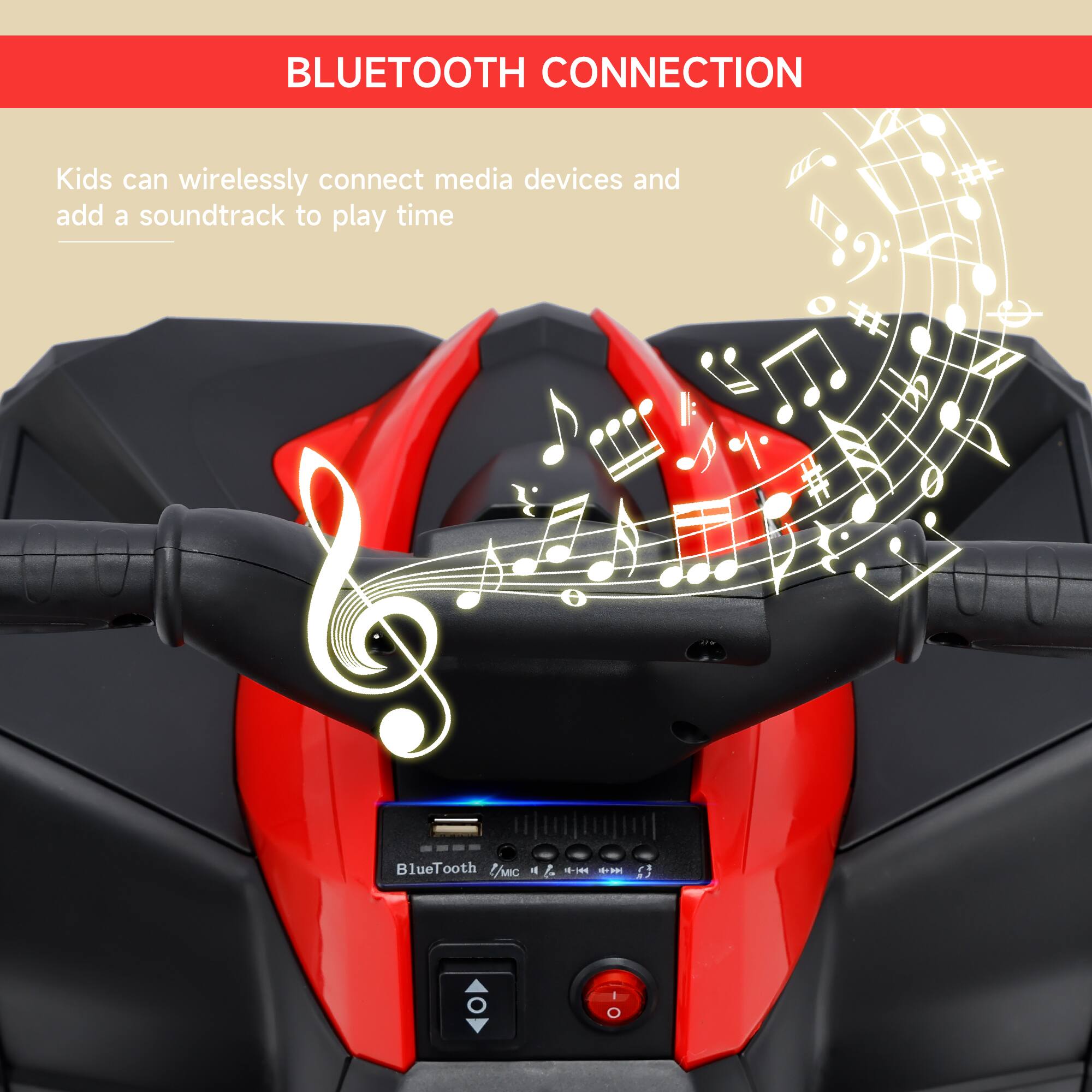 **BLUETOOTH CONNECTION**

Kids can wirelessly connect media devices and add a soundtrack to play time.

Bluetooth / Mic
