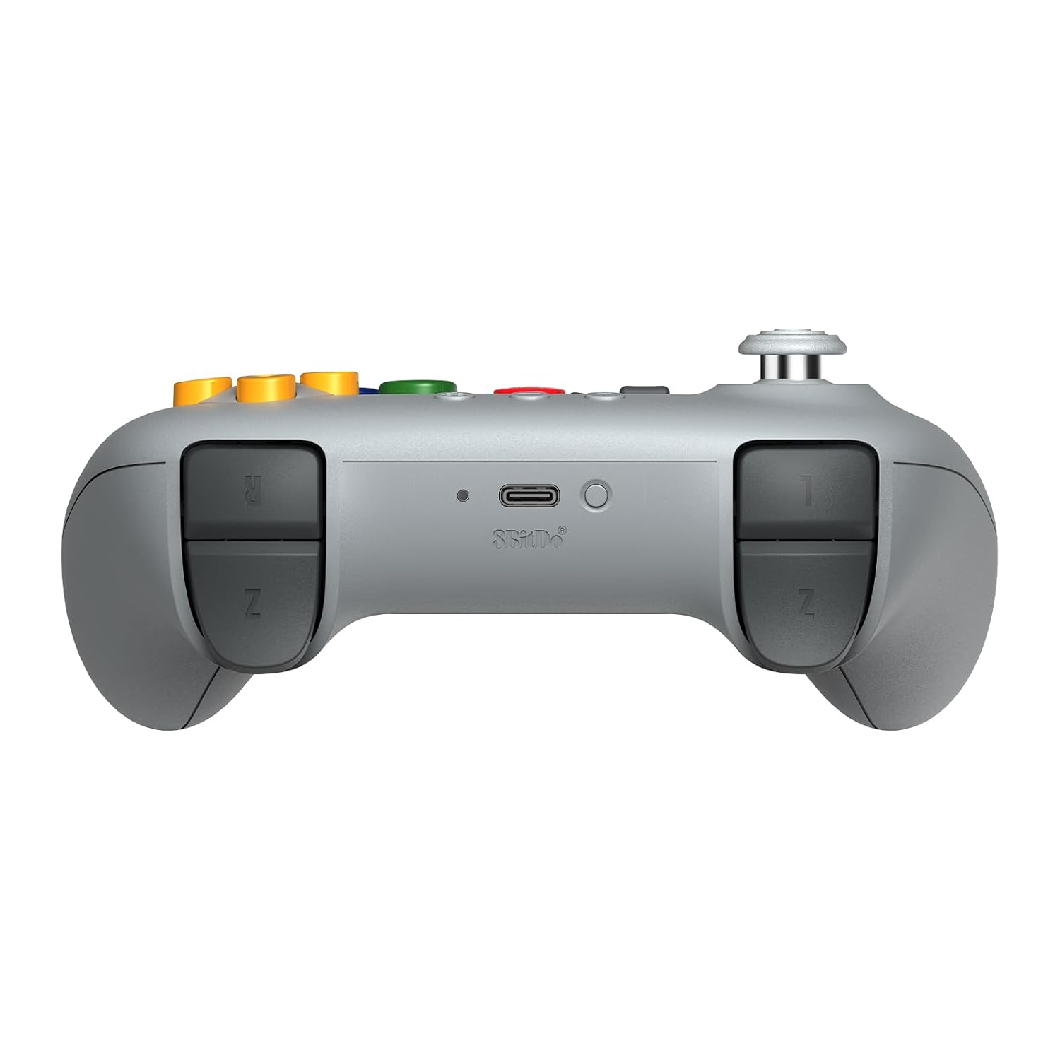 Angle. 8BitDo - 8Bitdo 64 Bluetooth Controller for Analogue 3D, Switch, Switch 2, Windows, and Android (Grey) - Grey.
