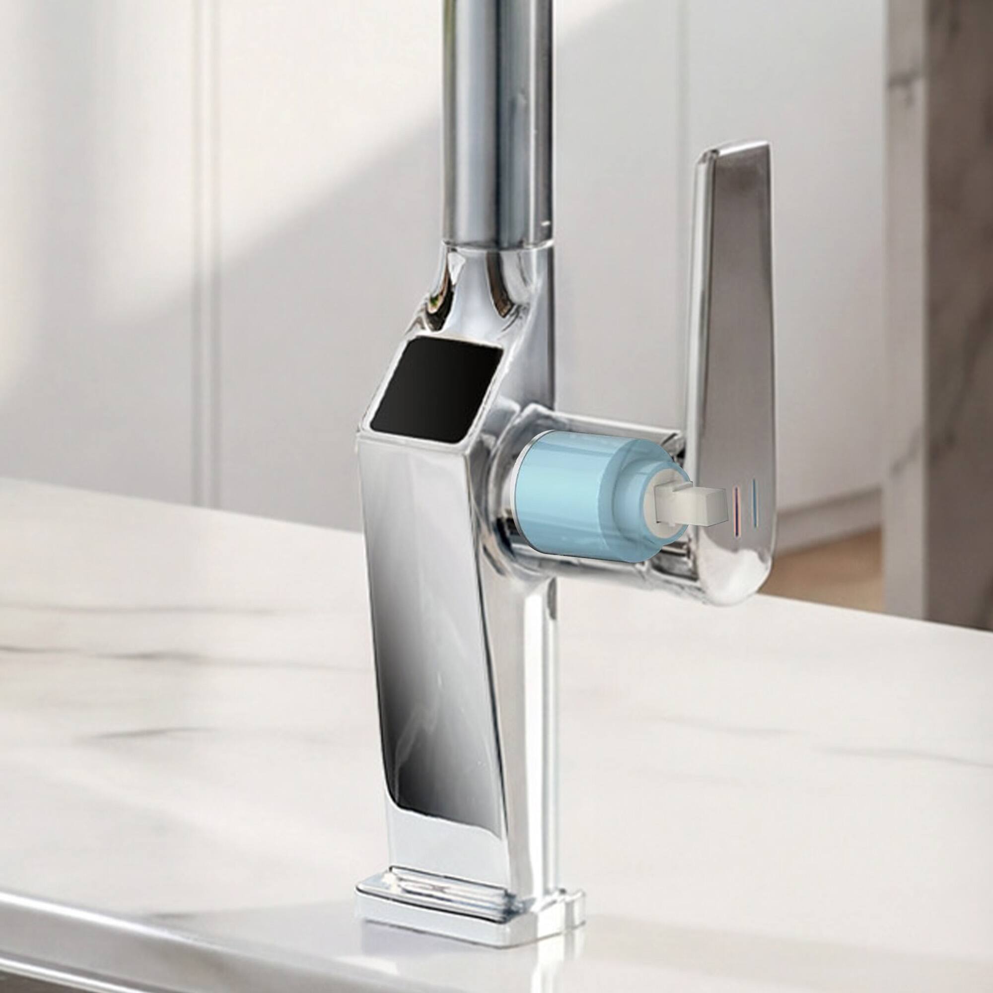 Alt View 7. Boyel Living - Touchless Chrome Kitchen Faucet with LED Display Motion Sensor Kitchen Sink Faucet with 3-Function Pull-Out Sprayer - Chrome.
