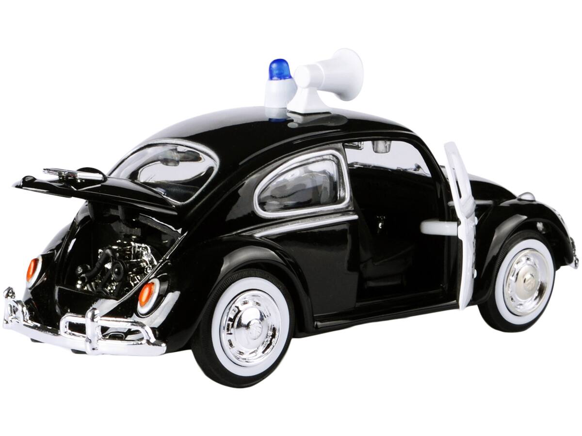 Alt View 2. Motormax - 1966 Volkswagen Beetle Police Car Black and White 1/24 Diecast Model Car by Motormax.