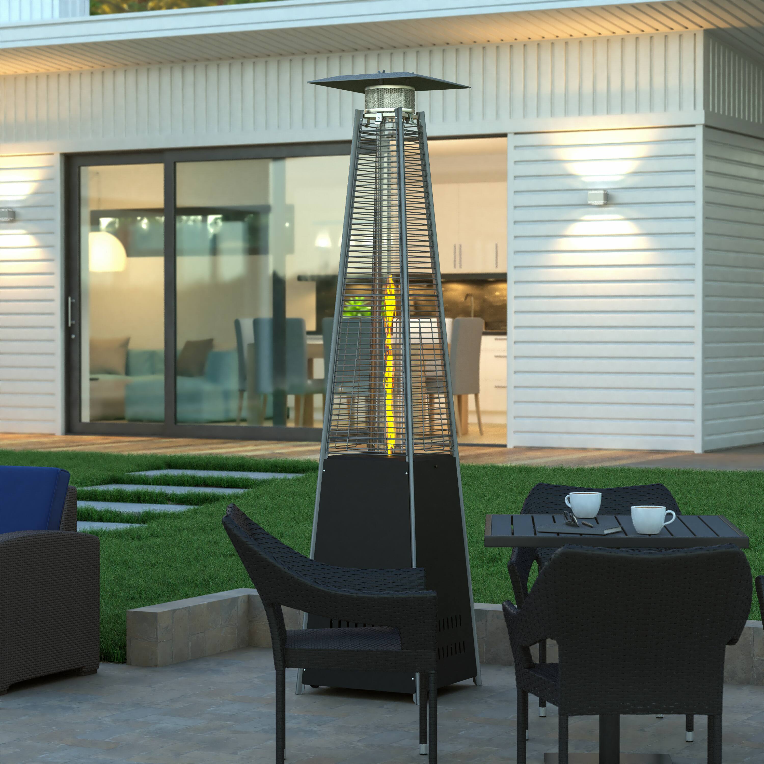 Alt View 1. Emma + Oliver - Outdoor Patio Heater - 7.5 Feet Round Steel Patio Heater - 42,000 BTU's - Black.