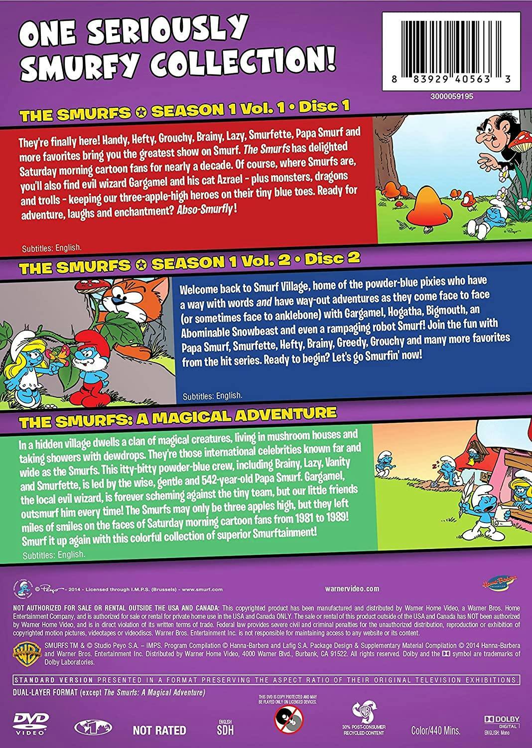 Angle. The Smurfs: Season 1 - Vol 1 & 2/The Smurfs: A Magical Adventure (Box Set) [DVD].