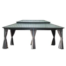 Mondawe - 12' X 20' Extra-Large Gazebo with Galvanized Steel Roof - Gray
