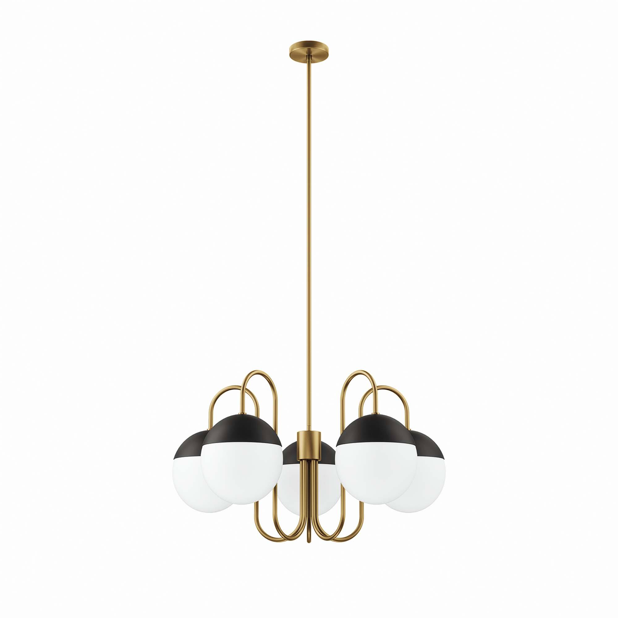 Angle. Modway - Stellar 5-Light Chandelier by Modway - Opal Satin Brass.