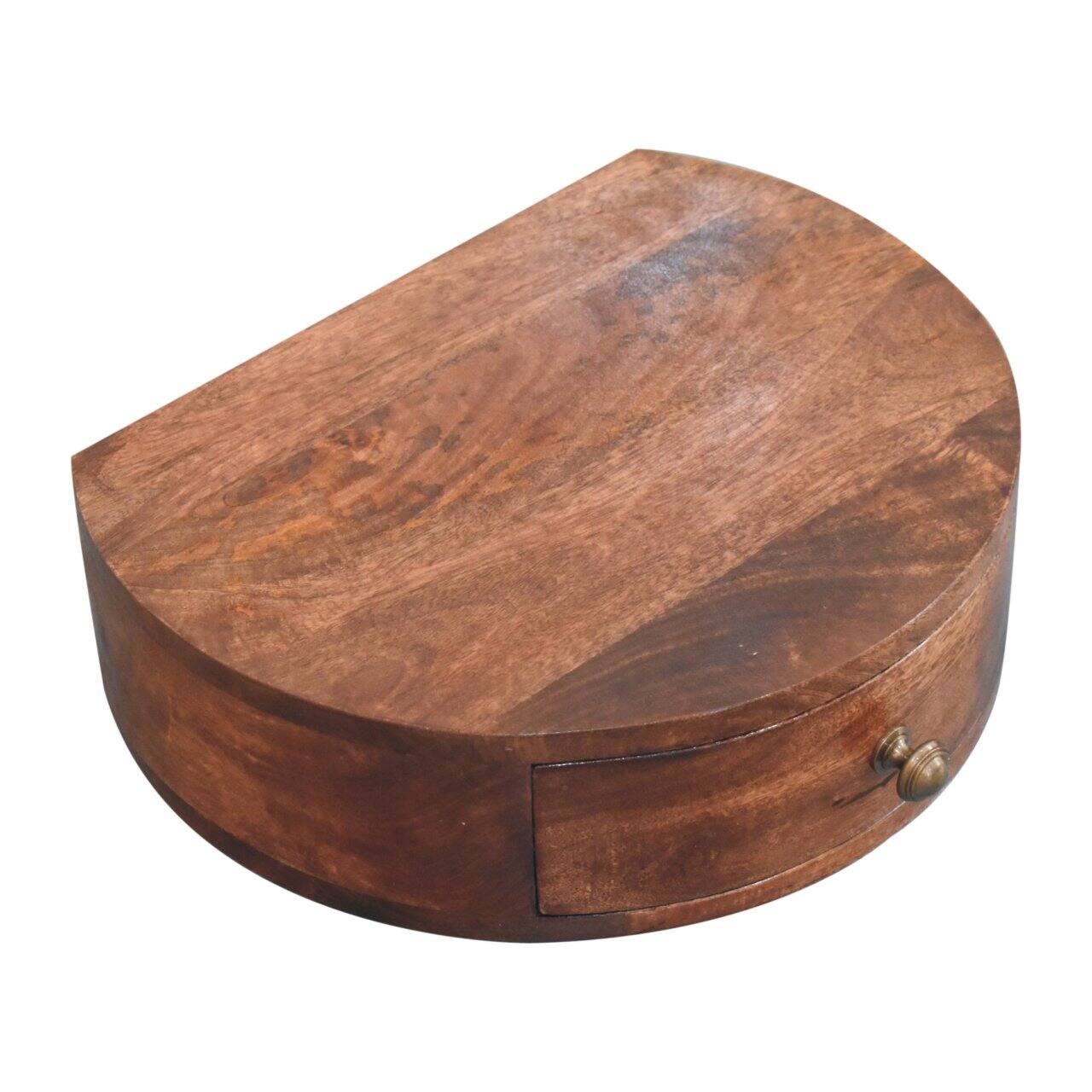 Alt View 1. Artisan Furniture - Artisan Furniture Solid Wood Honey Caramel Wall Mounted Rounded Bedside, 1 Drawer, Dark Brown - Caramel.