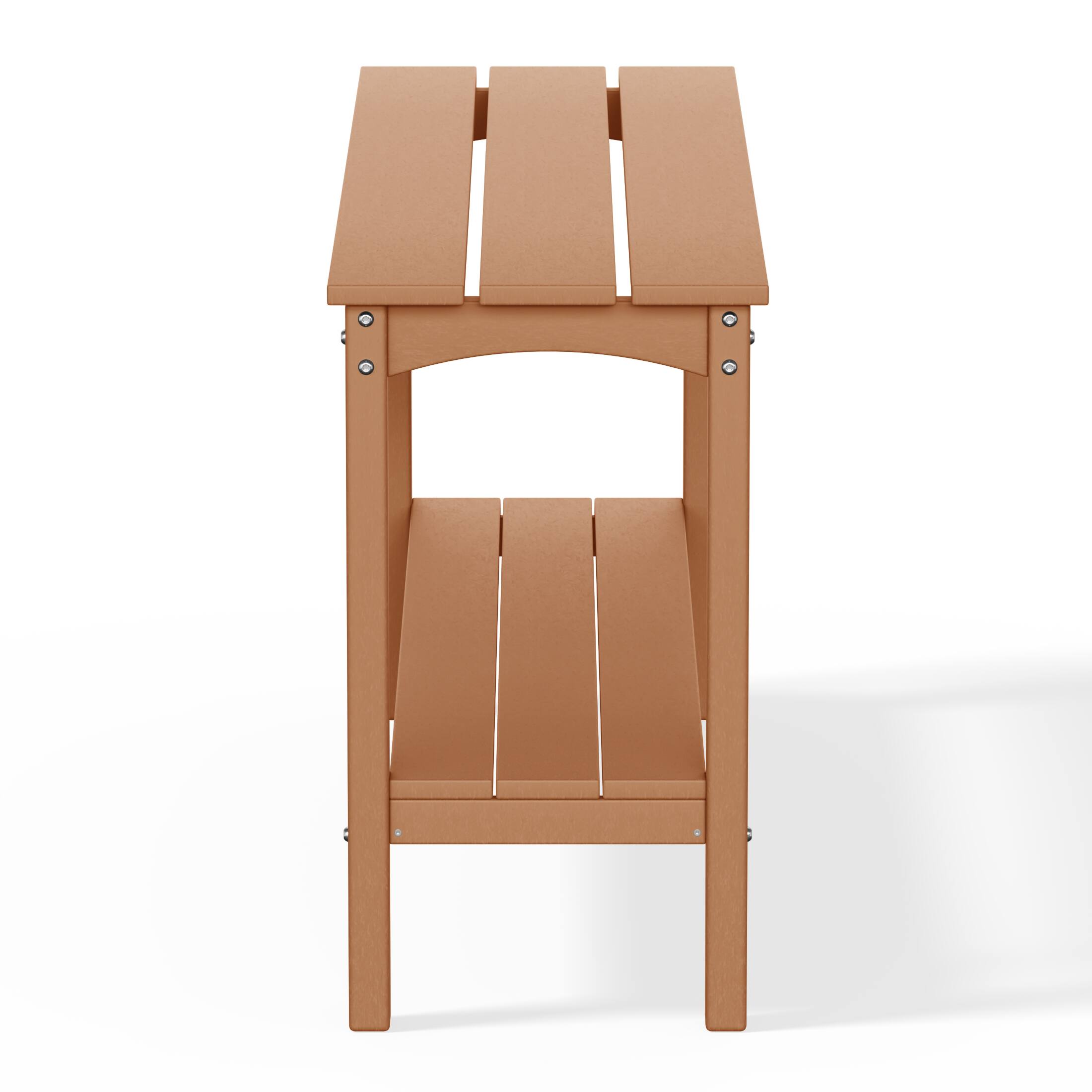 Back. WestinTrends - WestinTrends Malibu 55" Outdoor Patio HDPE Adirondack 2-Tier Shelf Console Table - Teak.
