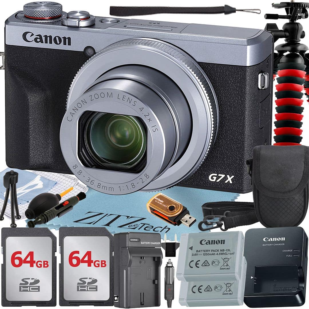 Canon - PowerShot G7 X Mark III Digital Camera with 2x 64GB Card + ZeeTech Pro Bundle (International Version) - Silver
