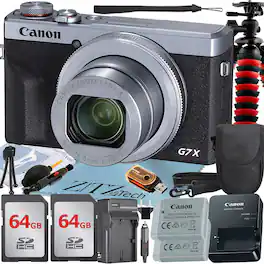 Canon - PowerShot G7 X Mark III Digital Camera with 2x 64GB Card + ZeeTech Pro Bundle (International Version) - Silver