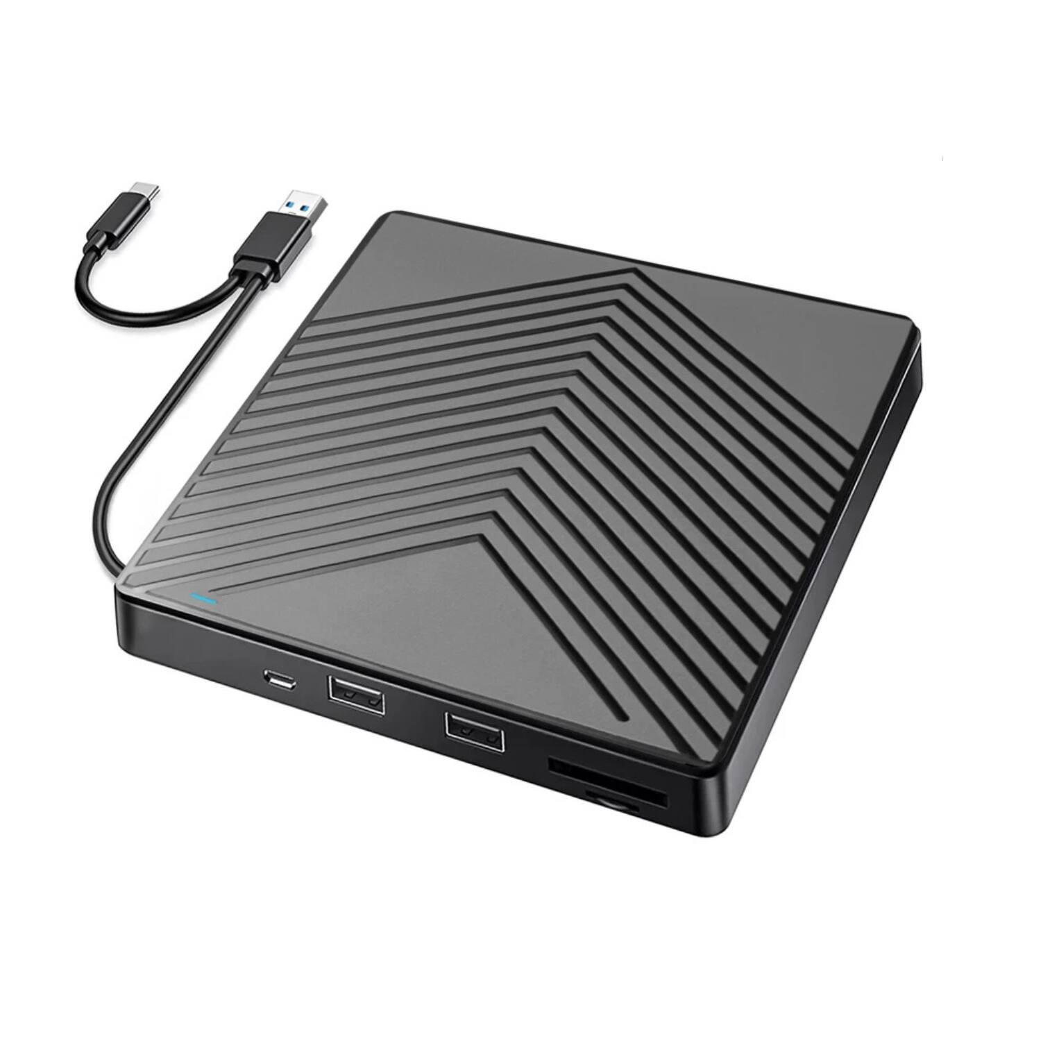 Stock Preferred - External CD DVD Drive USB 3.0 5-in-1 Player, Burner & Writer with USB Hub