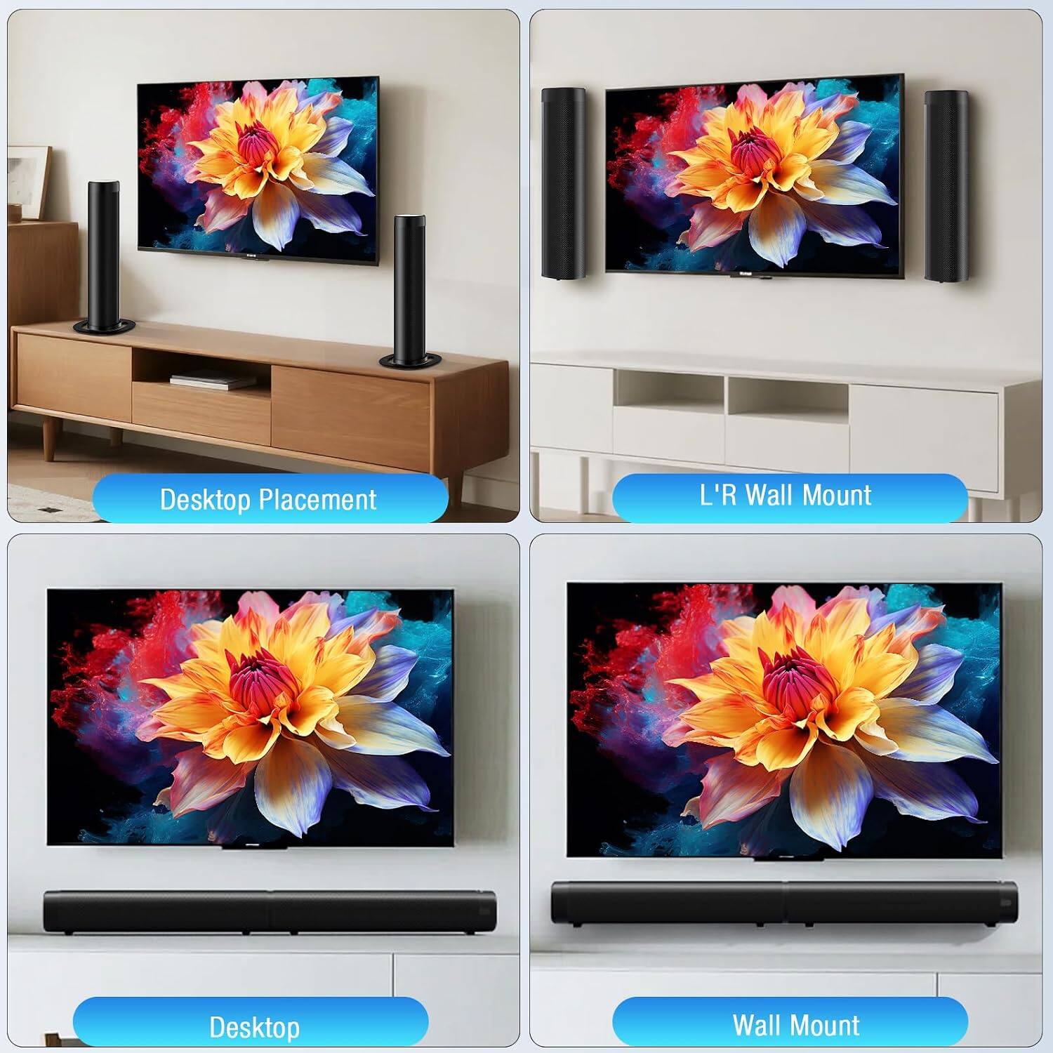 Desktop Placement  
L'R Wall Mount  
Desktop  
Wall Mount