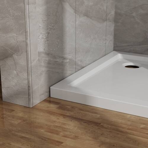 Alt View 1. JUJABU - 32x32 in Shower Base, Centered Drain No Threshold Shower Pan, White - White.