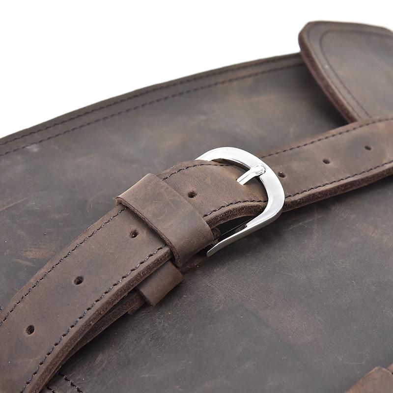 Alt View 8. Steel Horse Leather - The Gustav | Vintage Leather Messenger - Dark brown.