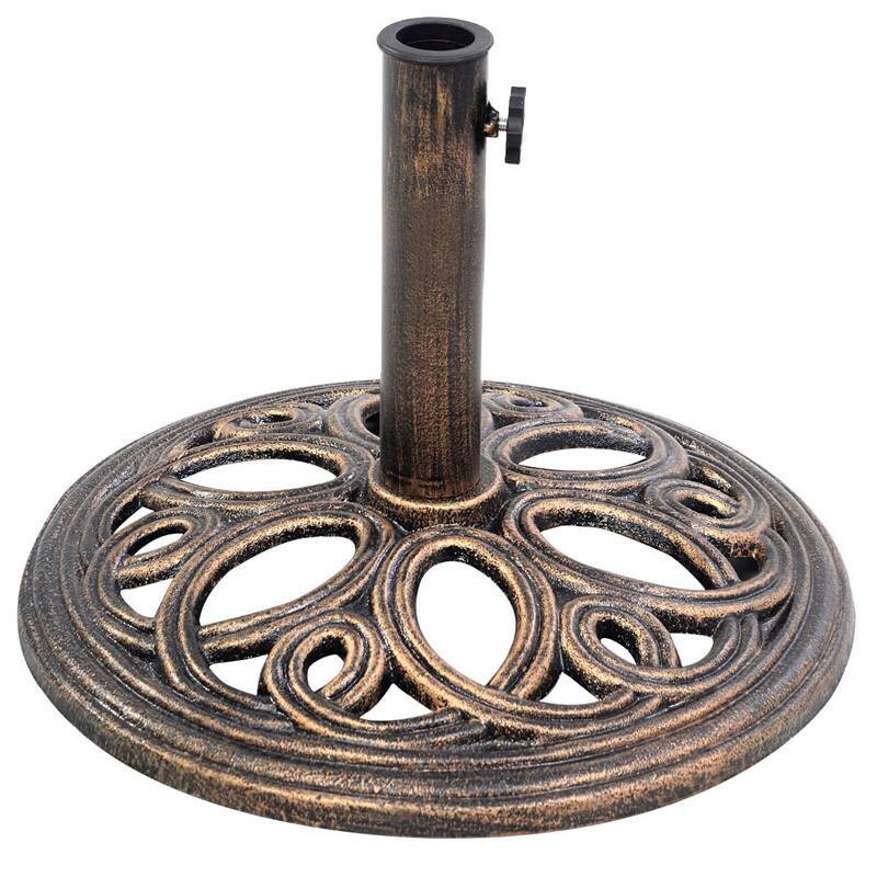 Front. Gymax - Gymax 23 LBS Patio Outdoor Round Umbrella Base Stand Cast Iron - Bronze.