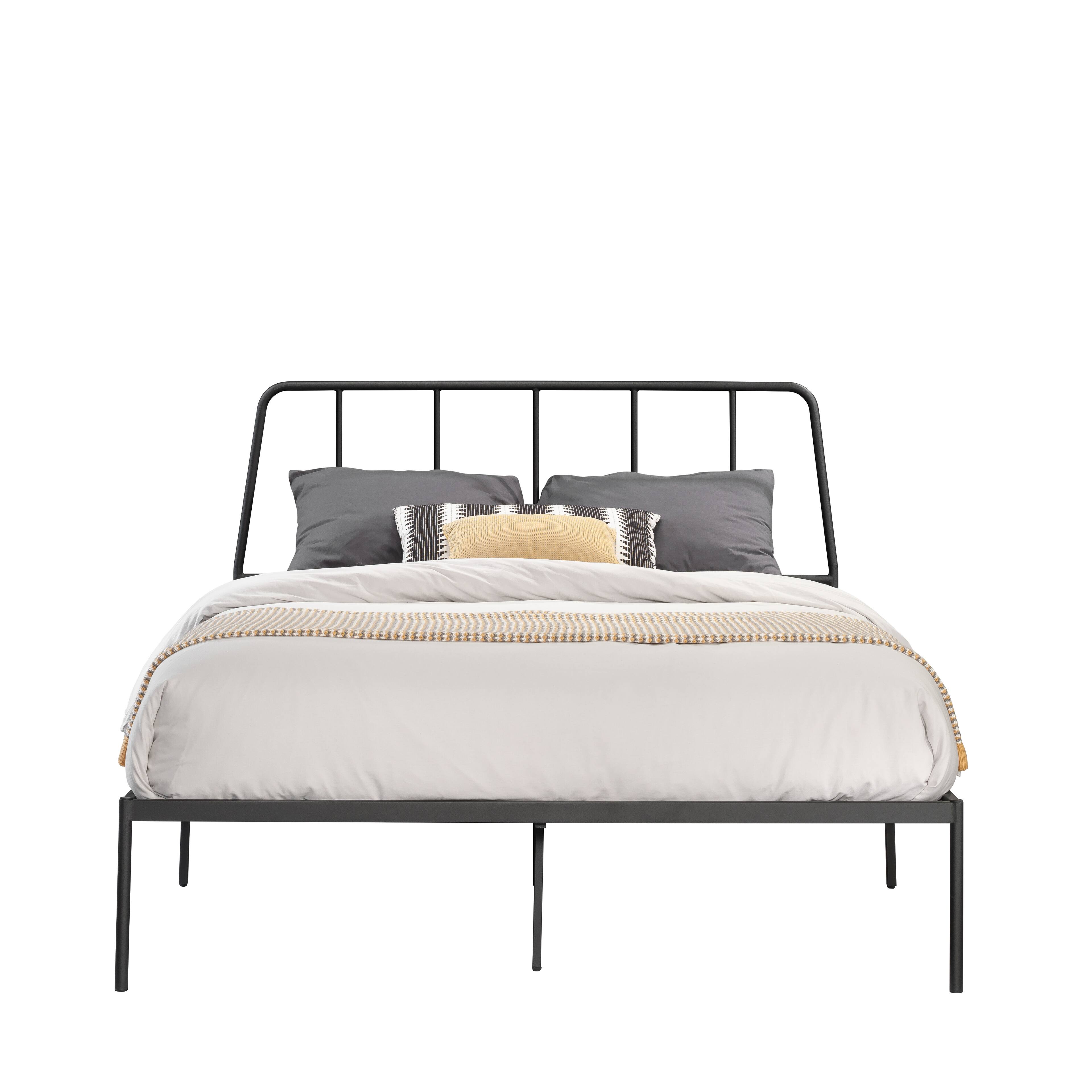 Sauder – Harvey Park Queen Metal Platform Bed Frame with Headboard – Black Sansujyuku sansujyuku.com