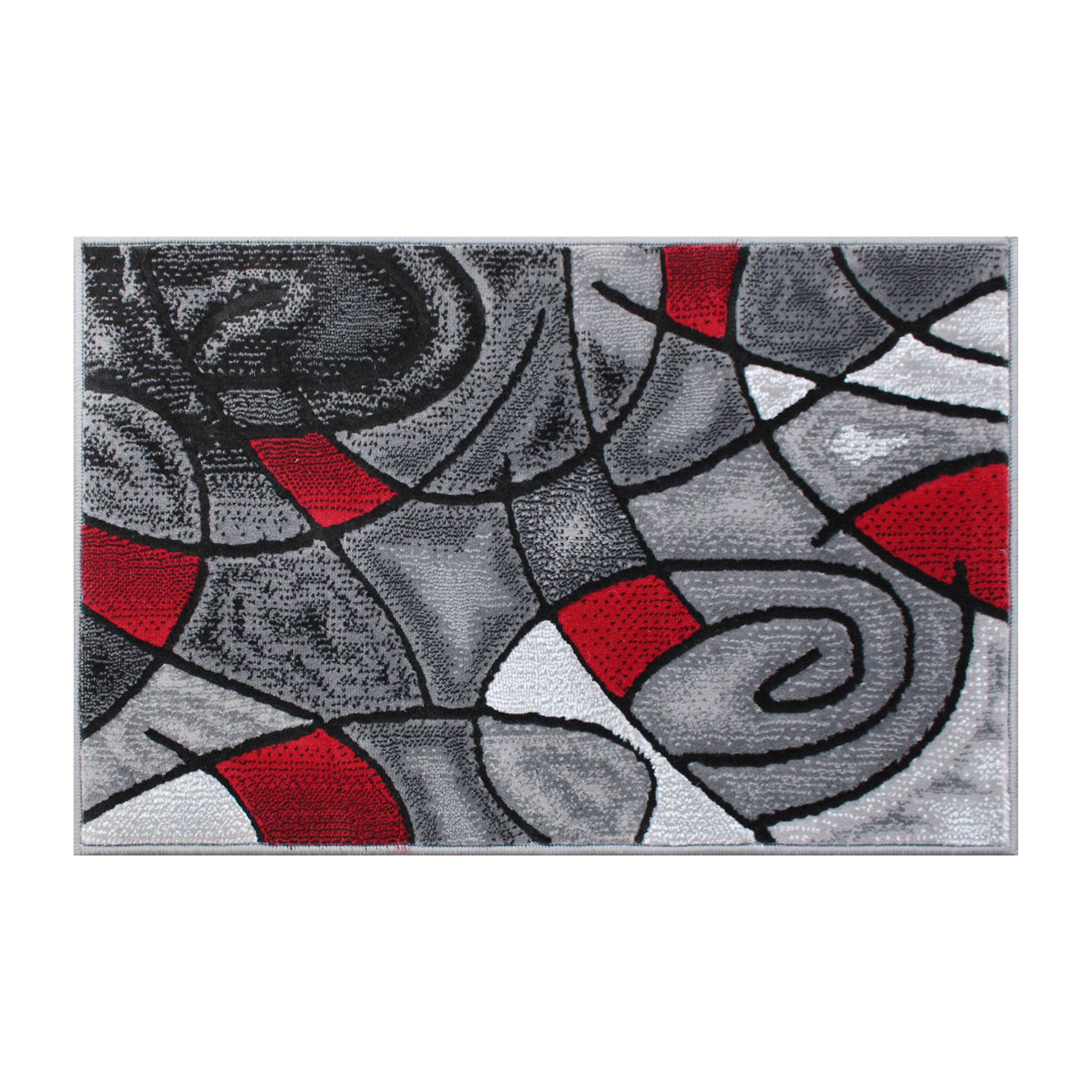 Alt View 1. Emma + Oliver - Urbane Contemporary Abstract Geometric Olefin Accent Rug in Gradient Shades with Natural Jute Backing - Red.