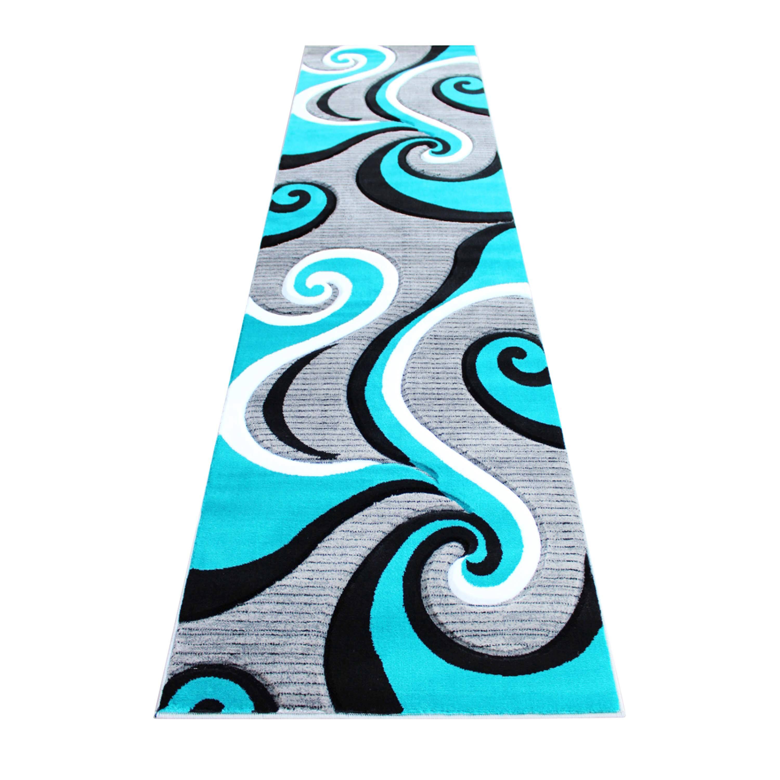 Emma + Oliver Modal Accent Rug with Modern 3D Sculpted Swirl Pattern ...