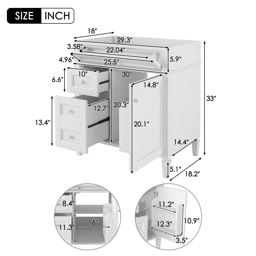 SIZE INCH  
18" 29.3" 3.58" 22.04" 4.96" 25.5"  
5.9"  
6.6"  
10"  
30"  
14.8"  
20.3" 12.7"  
33"  
13.4"  
20.1"  
14.4"  
5.1" 18.2"  
8.4"  
11.2"  
11.3"  
16"  
12.3"  
10.9"  
3.5"