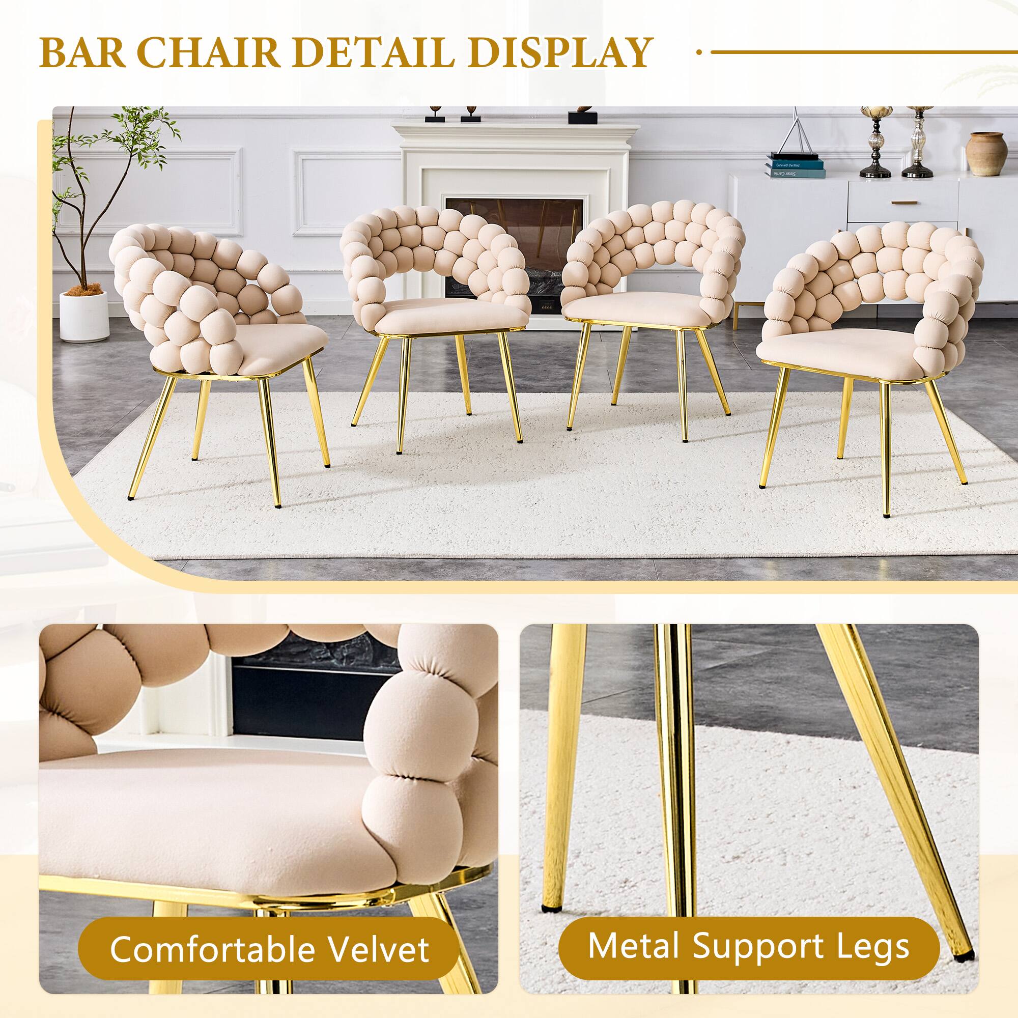 BAR CHAIR DETAIL DISPLAY

Comfortable Velvet
Metal Support Legs
