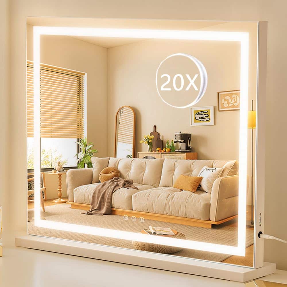 Hanke - Lighted Makeup Mirror Hollywood Vanity With Lights Three Color Lighting Modes 4in 20x Magnification Smart - Default