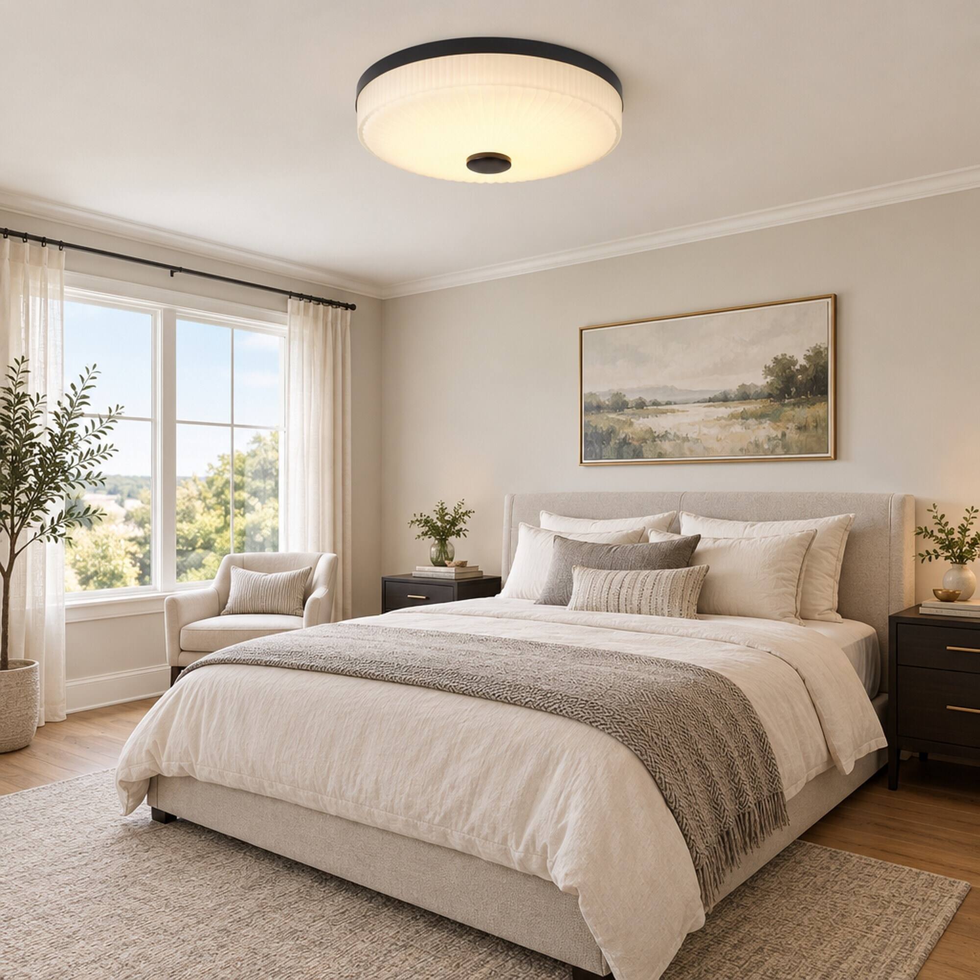 RYHNUYNE 11.81 in Flush Mount LED Ceiling Light, 25W Dimmable, Metal ...