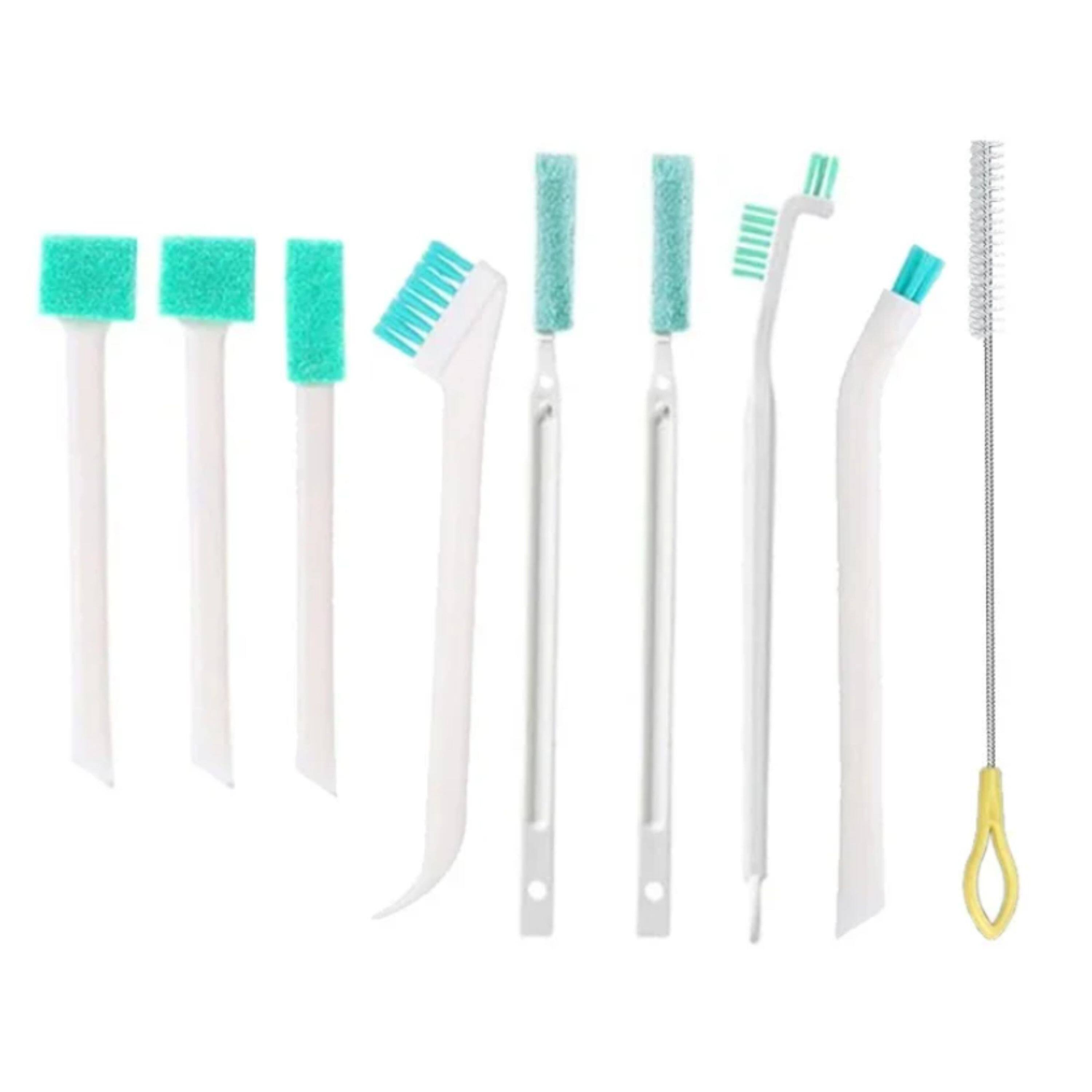 Front. Kitcheniva - Household Cleaning Brush Set 9 Pcs - For Bottle, Window & Crevice.
