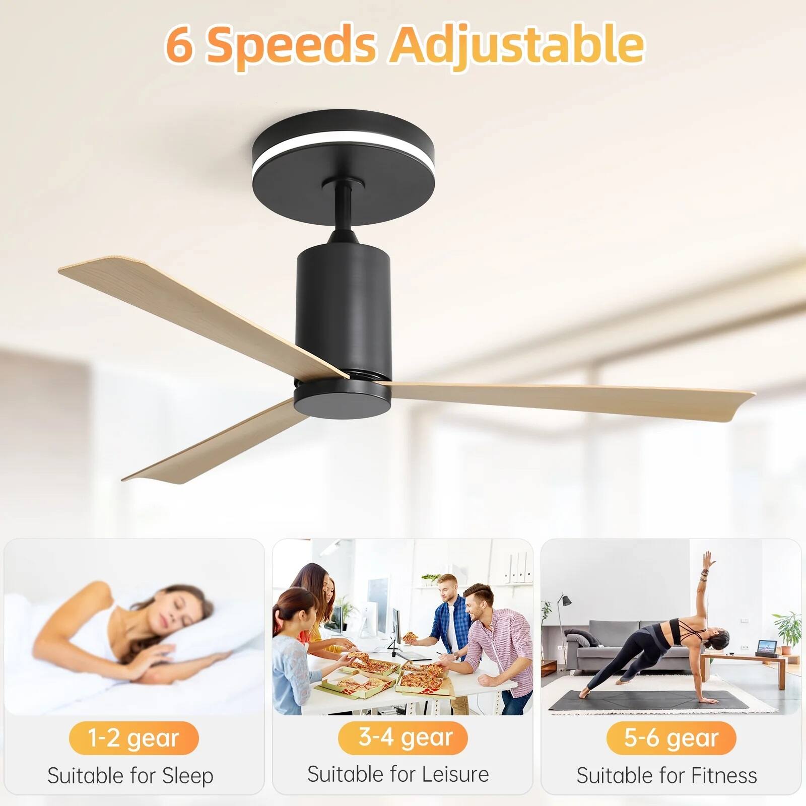 6 Speeds Adjustable

1-2 gear  
Suitable for Sleep

3-4 gear  
Suitable for Leisure

5-6 gear  
Suitable for Fitness