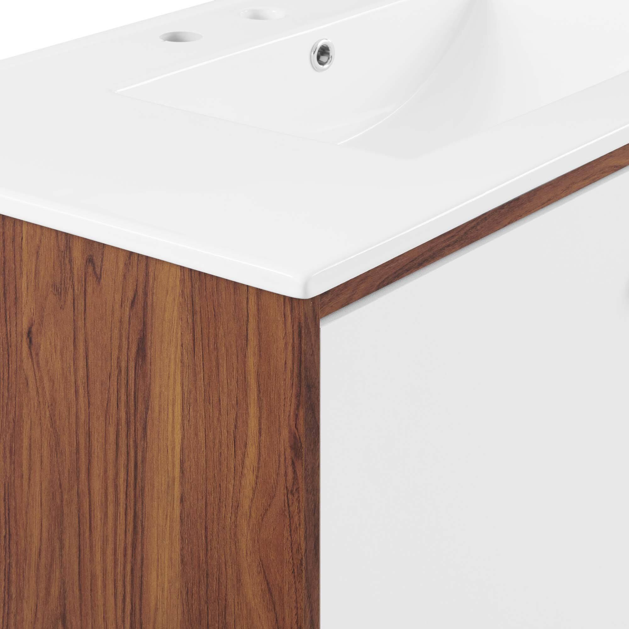 Alt View 6. Modway - Transmit Bathroom Vanity Basin Included - Walnut White.