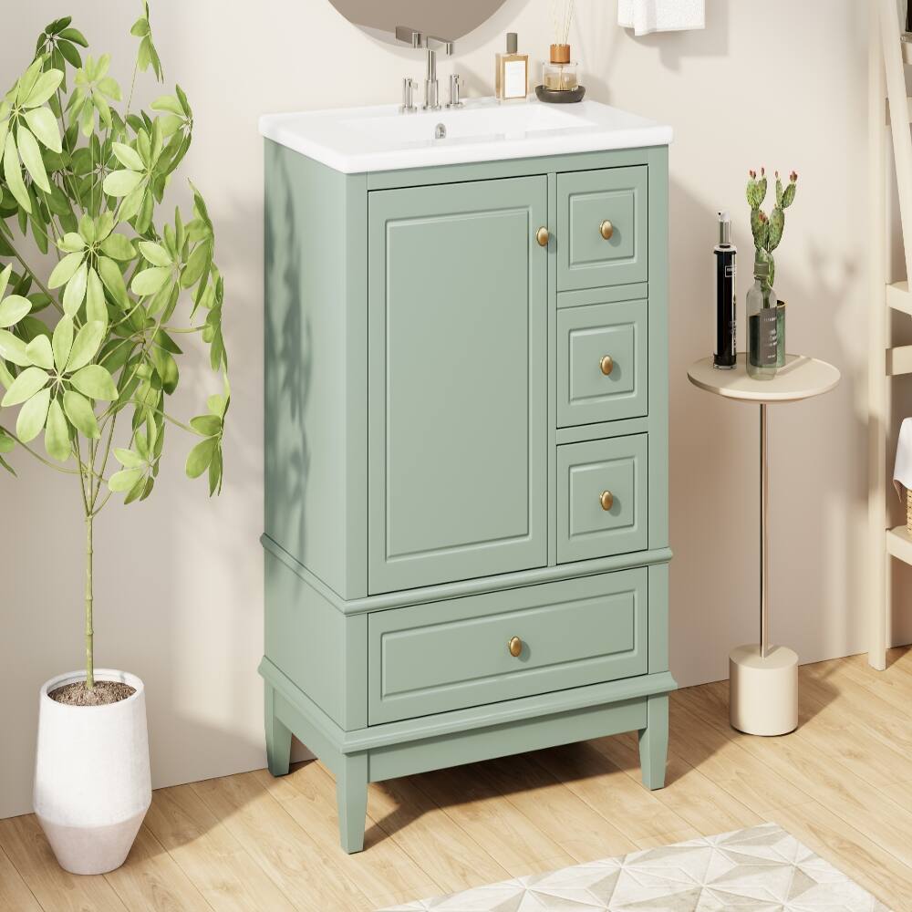 Angle. Loheer - Loheer 30 inch bathroom vanity with sink Light Green Freestanding - Light Green.