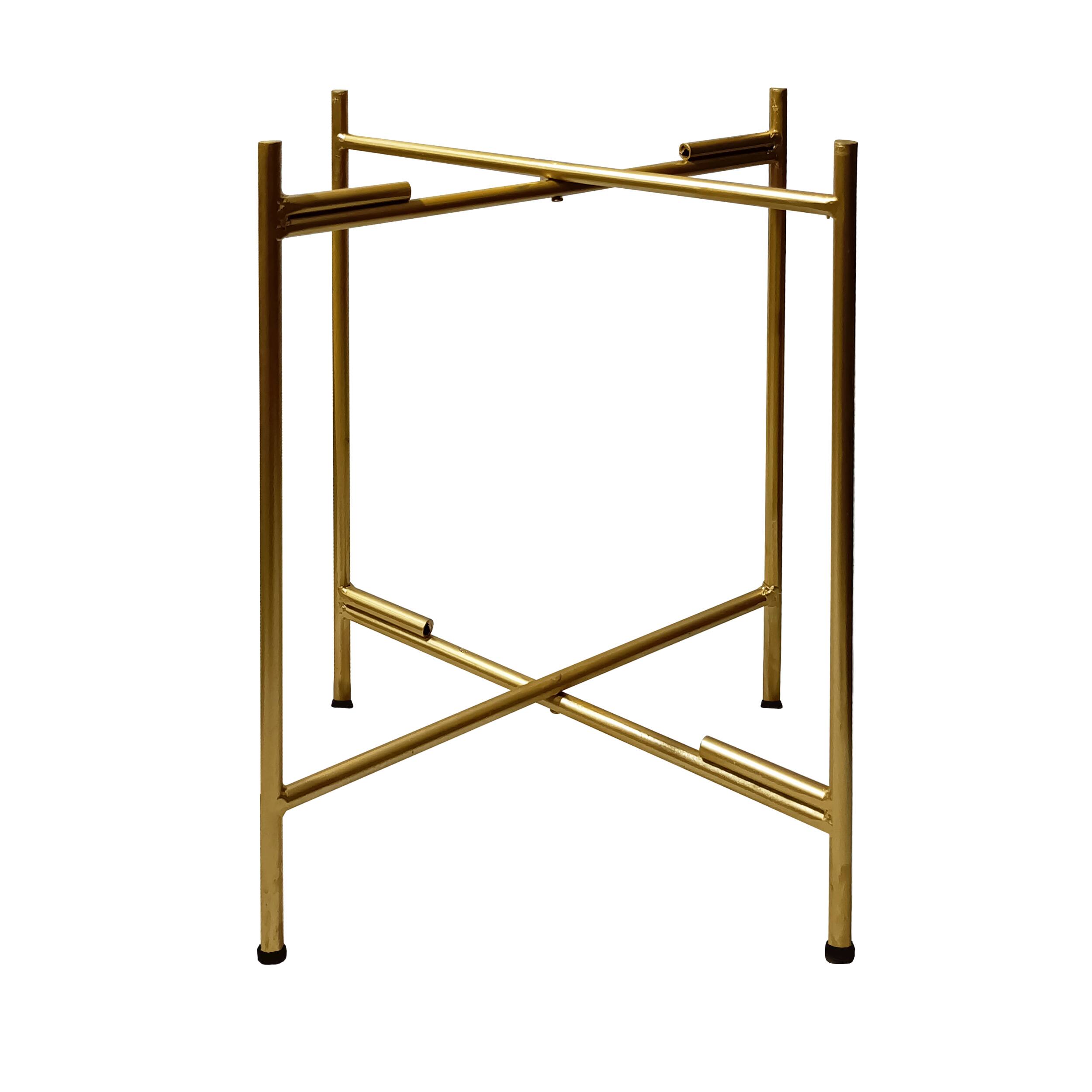 Alt View 2. Manhattan Lane - Vica 20 Inch High Round Side End Table with 2 Tier Iron Frame - Gold.