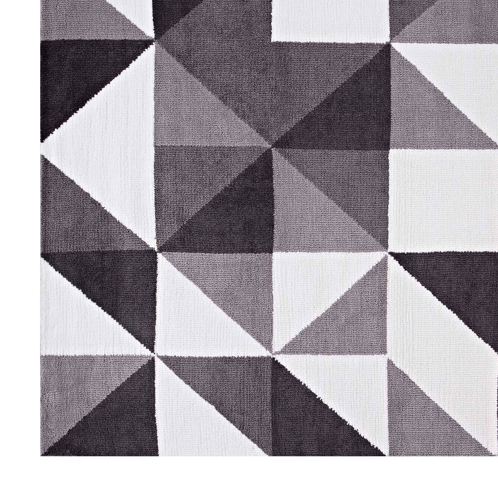 Alt View 2. Modway - Kahula Geometric Triangle Mosaic Area Rug - Black Gray and White.