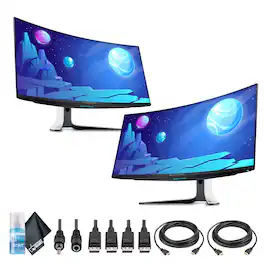 2 x Alienware AW3423DW 34.2" 1440p HDR 175 Hz Curved Gaming Monitor (Lunar Light) + More