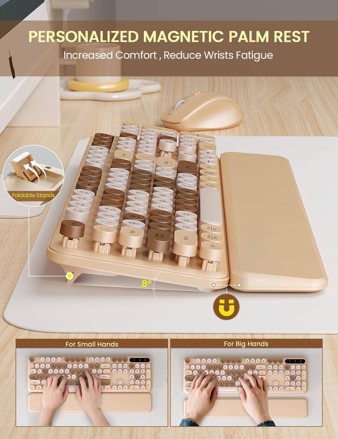 PERSONALIZED MAGNETIC PALM REST  
Increased Comfort, Reduce Wrists Fatigue  

Foldable Stands  

For Small Hands  
For Big Hands