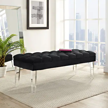 Front. Modway - Valet Performance Velvet Bench by Modway - Black.