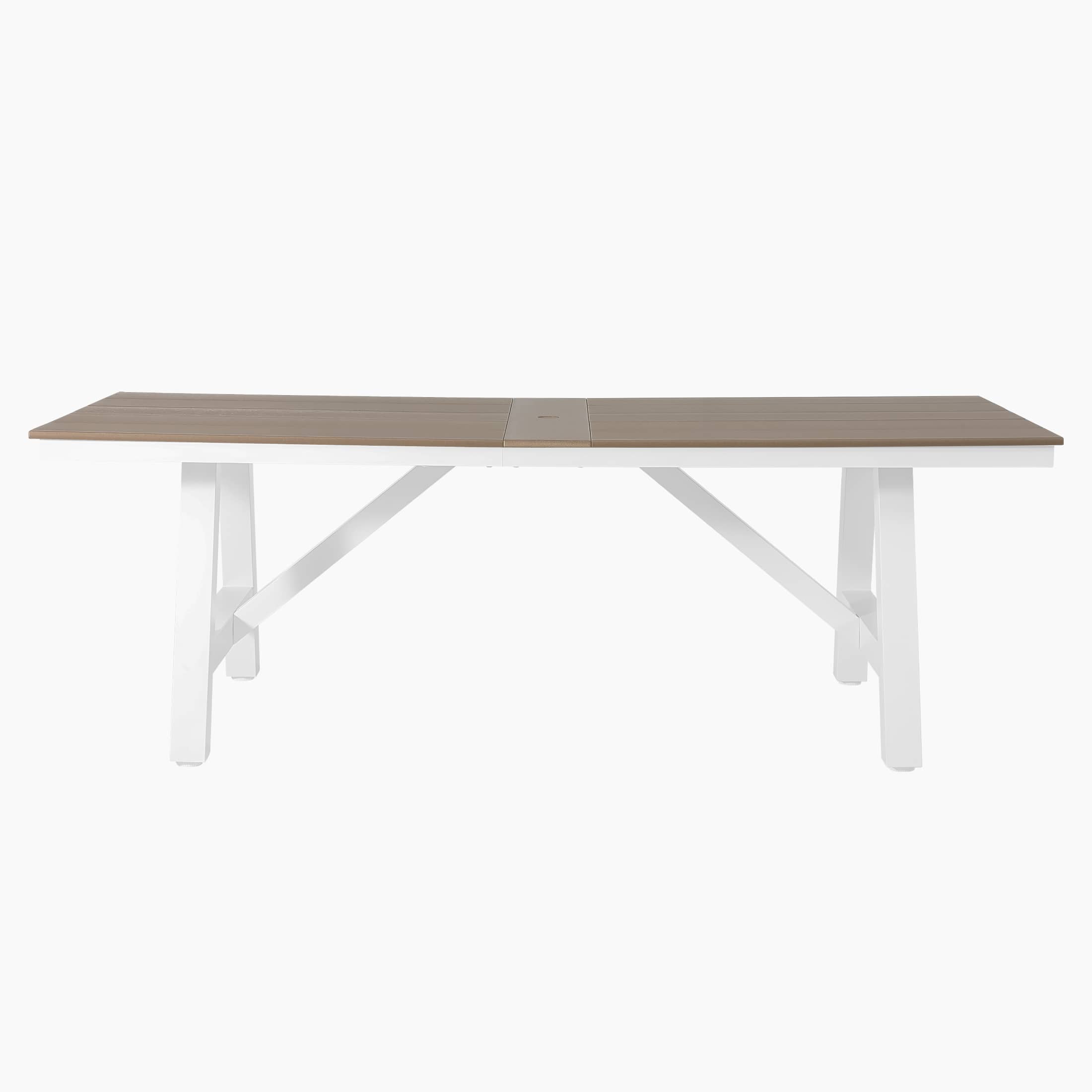 "WestinTrends - Cape May 90"" HDPE Rectangle Outdoor Patio Dining Table With Umbrella Hole and Metal Frame - Weathered Wood" price history on PriceWatchPro