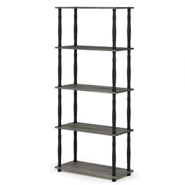 Furinno - Turn-N-Tube 5-Tier Multipurpose Shelf Display Rack with Classic Tubes, French Oak/Black - French Oak/Black
