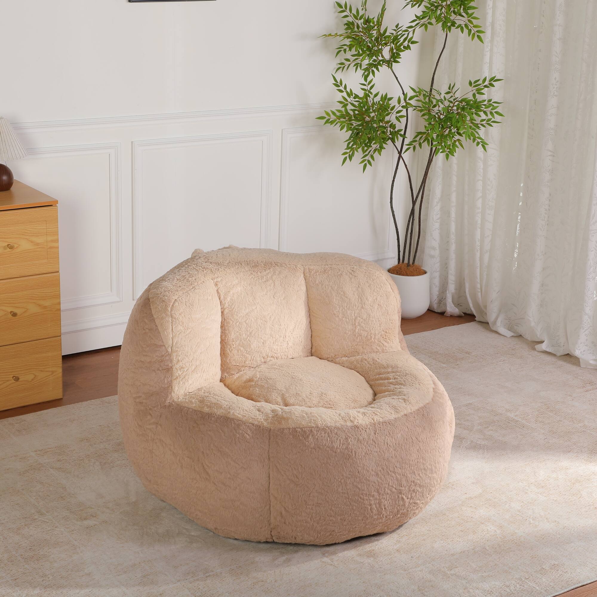 Alt View 8. GOODSILO - Oversized Bean Bag Chair Lounger Sofa with Faux Fur Cover and Shredded Foam Filling for Living Room Comfort - Multicolor.