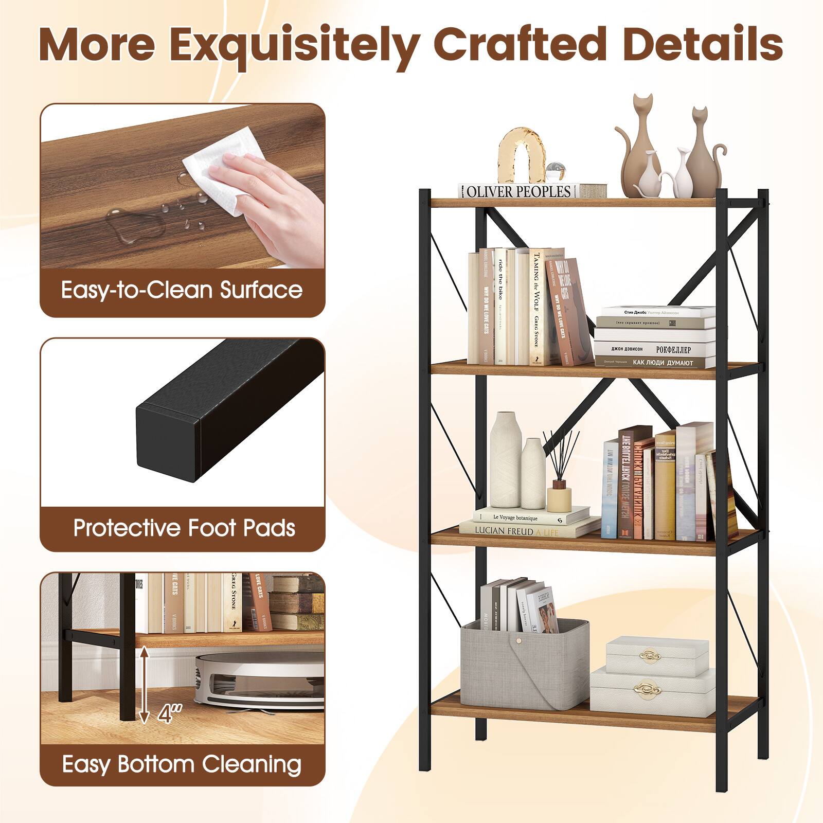 More Exquisitely Crafted Details

- Easy-to-Clean Surface
- Protective Foot Pads
- Easy Bottom Cleaning